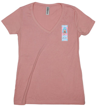 Buy womens-desert-pink-v-neck Lollipop &quot;Love this&quot; Women&#39;s Frayed Patch T-shirt