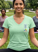 Ripped Rags Lotus "Kindness can Change the World"  Women's V-neck T-shirt, Mint, Hot Pink, Cancun