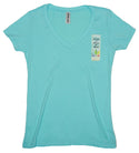 Ripped Rags Lotus "Kindness can Change the World"  Women's V-neck T-shirt, Mint, Hot Pink, Cancun