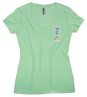 Ripped Rags Lotus "Kindness can Change the World"  Women's V-neck T-shirt, Mint, Hot Pink, Cancun