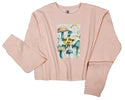 Ripped Rags Magic Mushrooms Patch Women's Cropped Sweatshirt, Blush, Bone, Sage