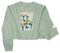 Ripped Rags Magic Mushrooms Patch Women's Cropped Sweatshirt, Blush, Bone, Sage
