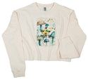 Ripped Rags Magic Mushrooms Patch Women's Cropped Sweatshirt, Blush, Bone, Sage