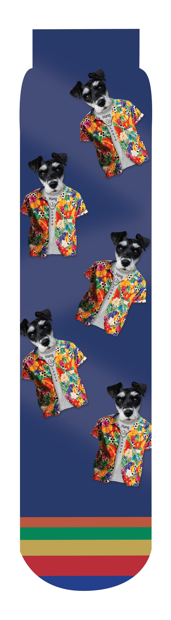 Mango Socks: Schnauzer Hawaiian Shirt Dog Crew Sock, Blue