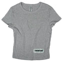 Ripped Rags Marble Overturn "Worry" Women's Cropped Baby T-shirt, Athletic Grey, White, Black