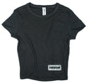 Ripped Rags Marble Overturn "Worry" Women's Cropped Baby T-shirt, Athletic Grey, White, Black