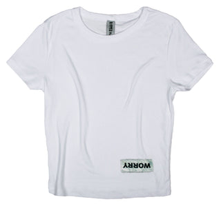 Buy womens-white-crop-top Ripped Rags Marble Overturn "Worry" Women's Cropped Baby T-shirt, Athletic Grey, White, Black