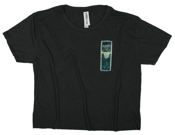 Ripped Rags Margarita Women's Cropped T-shirt, Stonewash Green, Black