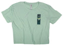 Ripped Rags Margarita Women's Cropped T-shirt, Stonewash Green, Black
