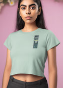 Ripped Rags Margarita Women's Cropped T-shirt, Stonewash Green, Black