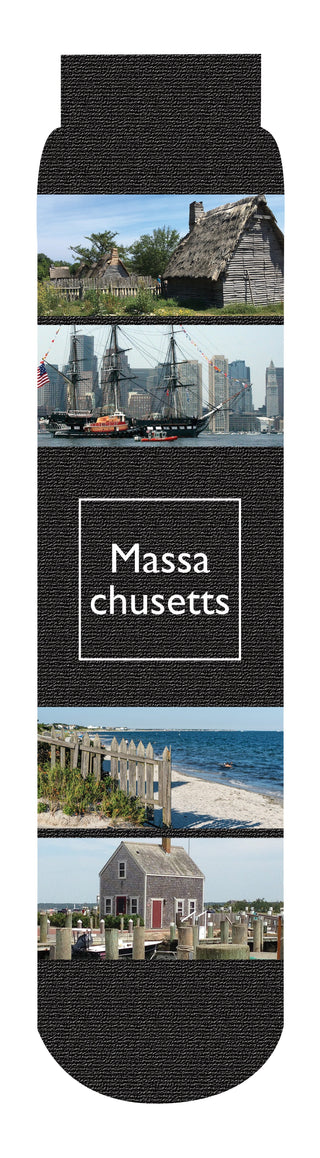 Massachusetts State Crew Socks, Black