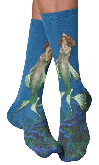 Mermaid Diana Crew Socks, Blue