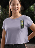 Ripped Rags Mile High Ice Cream Women's Cropped T-shirt, Lavender, Charcoal