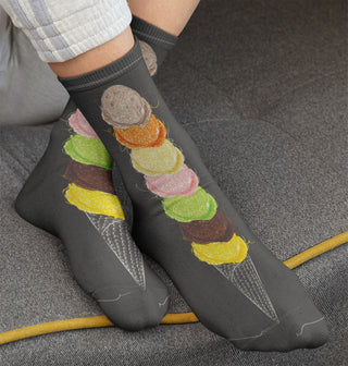 Mile High Ice Cream Crew Socks, Black
