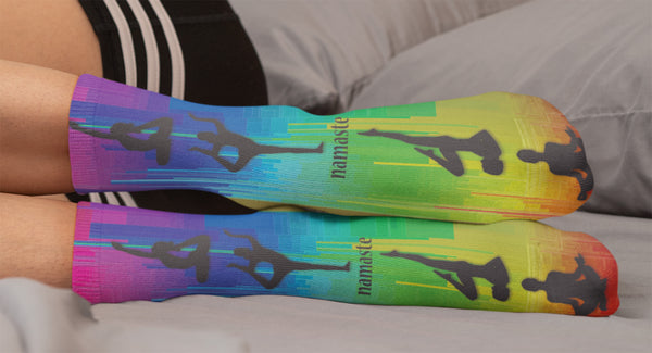 "Namasta" Crew Socks, Multi-Color