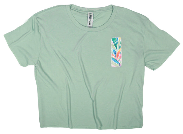 Ripped Rags Nature's Artwork Women's Cropped T-shirt, Shiraz, Stonewash Green