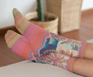 Pineapple Dreams Crew Socks, Pink, Orange