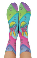 Peace Out Crew Socks, Multi-Colored