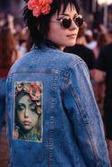 Ripped Rags Petal Rogue Women's Distressed Denim Jacket, Medium Blue