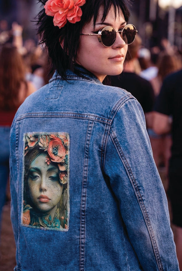 Ripped Rags Petal Rogue Women's Distressed Denim Jacket, Medium Blue