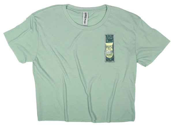 Ripped Rags Pina Colada Women's Cropped T-shirt, Black, Stonewash Green
