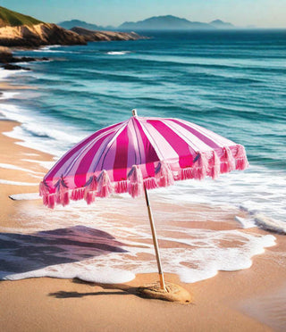 Ripped Rags Pink Beach Umbrella Women's Ripped T-shirt