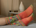 Prickly Cactus Crew Socks, Peach