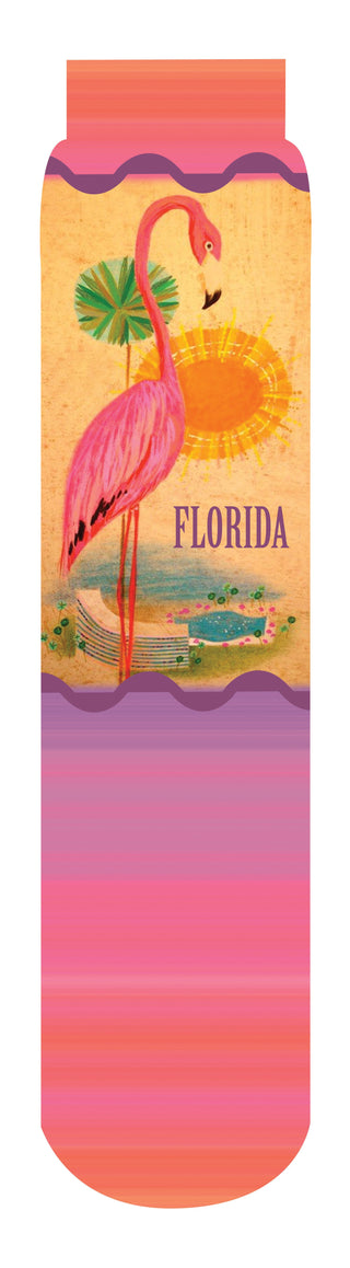 Retro Florida Crew Socks, Pink Orange