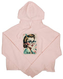 Ripped Rags Rt. 66 Sweet Fashion Patch Women's Cropped Hoodie, Sage, Bone, Blush