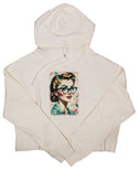 Ripped Rags Rt. 66 Sweet Fashion Patch Women's Cropped Hoodie, Sage, Bone, Blush