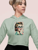 Ripped Rags Rt. 66 Sweet Fashion Patch Women's Cropped Hoodie, Sage, Bone, Blush