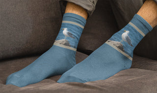 Seagull Blues Crew Socks, Blue