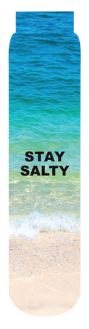 "Stay Salty" Crew Socks, Aqua