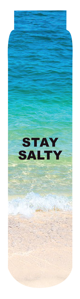 "Stay Salty" Crew Socks, Aqua