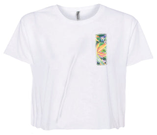 Buy womens-white-crop-top Ripped Rags Tangled Beauty Women's Cropped T-shirt, Charcoal, White