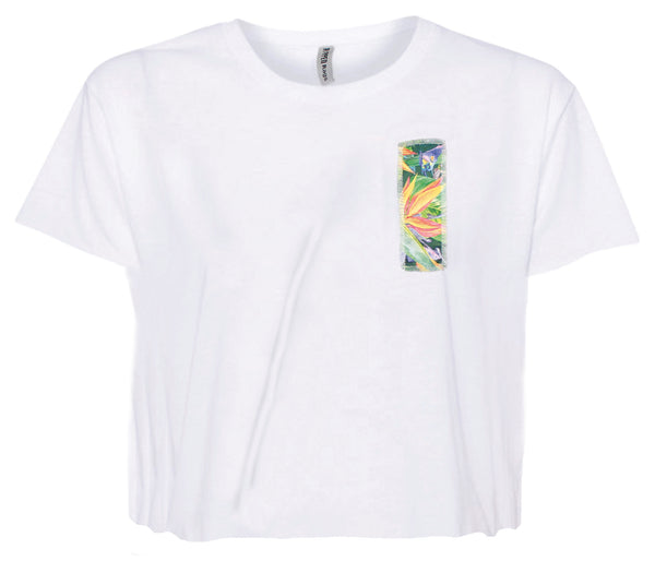 Ripped Rags Tangled Beauty Women's Cropped T-shirt, Charcoal, White