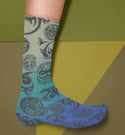 Tribal Tattoo Crew Socks, Blue