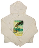 Ripped Rags Vintage Hawaiian Dream Women's Cropped Hoodie, Bone, Sage