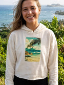 Ripped Rags Vintage Hawaiian Dream Women's Cropped Hoodie, Bone, Sage