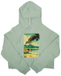 Ripped Rags Vintage Hawaiian Dream Women's Cropped Hoodie, Bone, Sage