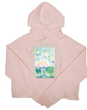 Ripped Rags Water Lillies Patch Women's Cropped Hoodie, Bone, Blush, Sage