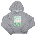Ripped Rags Water Lillies Patch Women's Cropped Hoodie, Bone, Blush, Sage