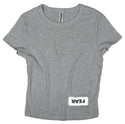 Ripped Rags Whitewashed Overturn "Fear" Women's Cropped Baby T-shirt, Black, Athletic Grey, White