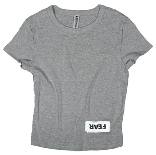 Buy womens-athletic-grey-crop-top Ripped Rags Whitewashed Overturn "Fear" Women's Cropped Baby T-shirt, Black, Athletic Grey, White