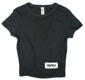 Ripped Rags Whitewashed Overturn "Fear" Women's Cropped Baby T-shirt, Black, Athletic Grey, White