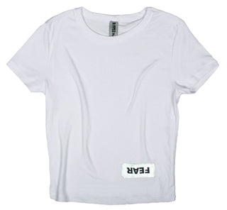 Buy womens-white-crop-top Ripped Rags Whitewashed Overturn "Fear" Women's Cropped Baby T-shirt, Black, Athletic Grey, White