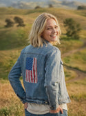 Ripped Rags Bruised Not Broken Women's Distressed Denim Jacket, Medium Blue