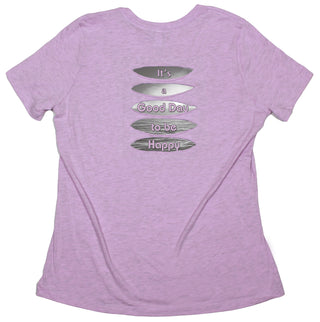 Buy womens-prism-lilac-crew Ocean &quot;It&#39;s a Good Day to be Happy&quot; Women&#39;s Ripped T-shirt