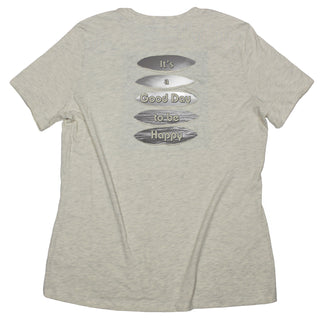 Buy womens-prism-ivory-crew Ocean &quot;It&#39;s a Good Day to be Happy&quot; Women&#39;s Ripped T-shirt