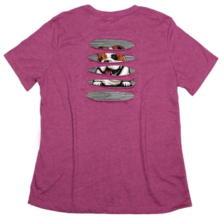 Buy womens-magenta Beefy Bulldog Women&#39;s Ripped T-shirt